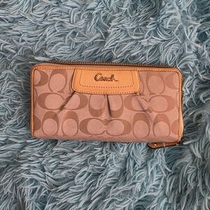 Coach Tan Zip-Around Wallet